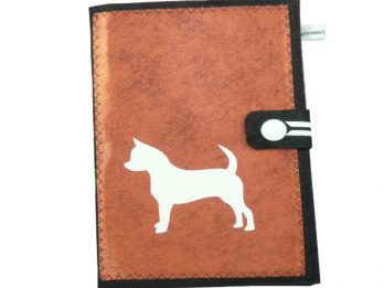 Chihuahua Hülle aus Filz mit goldenem Satin EU-Heimtierausweis für den Impfpass