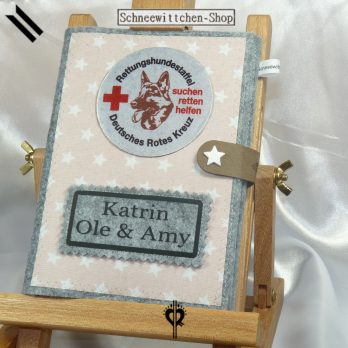 DRK Rettungshundestaffel XXL Hülle für das Dienstbuch und 3 EU-Heimtierausweise in beige
