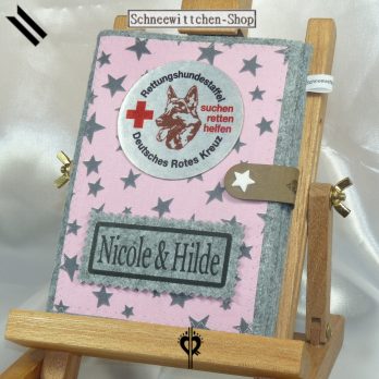 DRK Rettungshundestaffel XXL Hülle für das Dienstbuch und 3 EU-Heimtierausweise in rosa