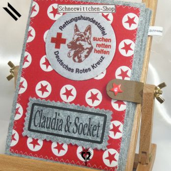 DRK Rettungshundestaffel XXL Hülle für das Dienstbuch und 3 EU-Heimtierausweise in rot