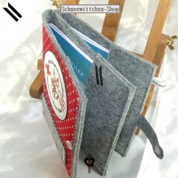 DRK Rettungshundestaffel XXL Hülle für das Dienstbuch und 3 EU-Heimtierausweise mit kleinen Punkten in rot