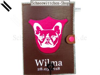 Französische Bulldogge Hundepasshülle Wilma | EU-Heimtierausweis Impfpasshülle
