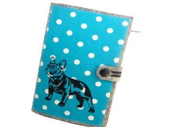 Französische Bulldogge Hundepass Hülle für den Impfpass in blau
