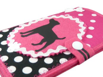 Jack Russell Terrier Hundepass Hülle aus Filz EU-Heimtierausweis Hülle in Pink und schwarz