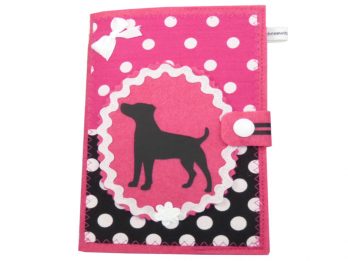 Jack Russell Terrier Hundepass Hülle aus Filz EU-Heimtierausweis Hülle in Pink und schwarz