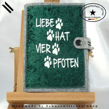 Liebe hat 4 Pfoten XXL Impfpass Hülle für 4 EU-Heimtierausweise