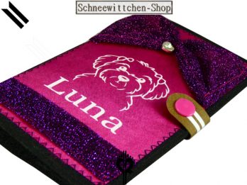 Malteser EU-Heimtierausweis | Hundepasshülle Pink Fliege | Leder Luna