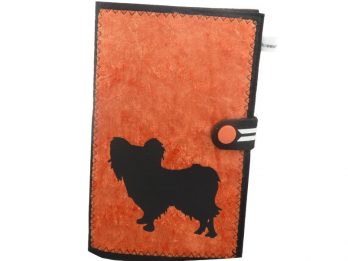 Papillon EU-Heimtierausweis, Hundepasshülle auf orangenem Samt