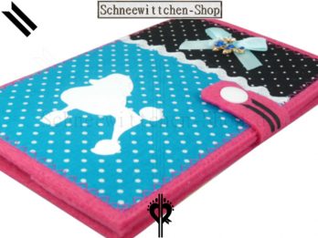 Pudel Hundepass Hülle aus Filz in Pink und Blau EU-Heimtierausweis für den Impfpass