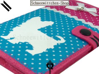 Yorkshire Terrier Hundepass Hülle in Pink und Blau aus Filz EU-Heimtierausweis für den Impfpass