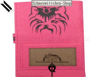 Yorkshire Terrier Hundepass Hülle in Pink und Blau aus Filz EU-Heimtierausweis für den Impfpass